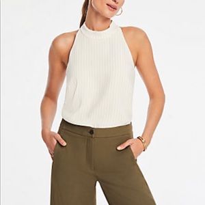 Ann Taylor Stripe Mock Neck Halter